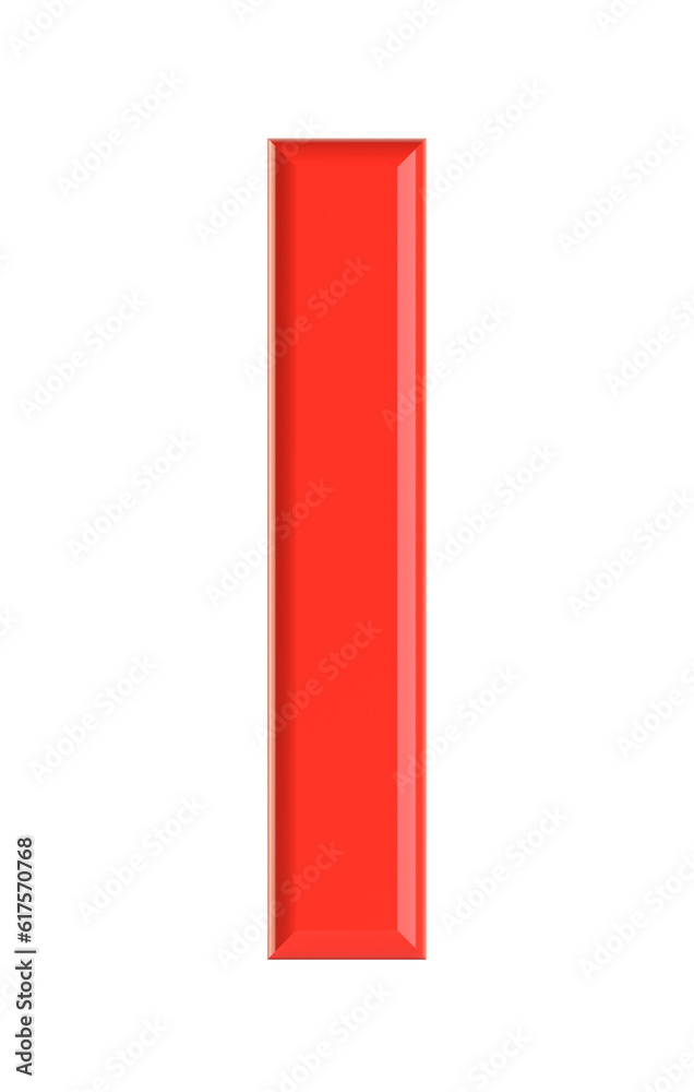 Red letter. Beautiful font for your design. Isolated on white background. 3D illustration Red letter. Beautiful font for your design. Isolated on white background. 3D illustration