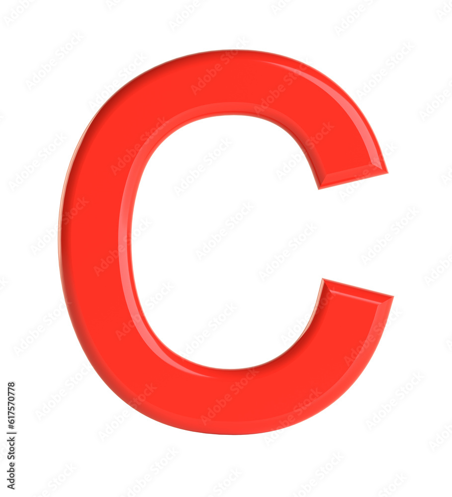 Red letter. Beautiful font for your design. Isolated on white background. 3D illustration Red letter. Beautiful font for your design. Isolated on white background. 3D illustration