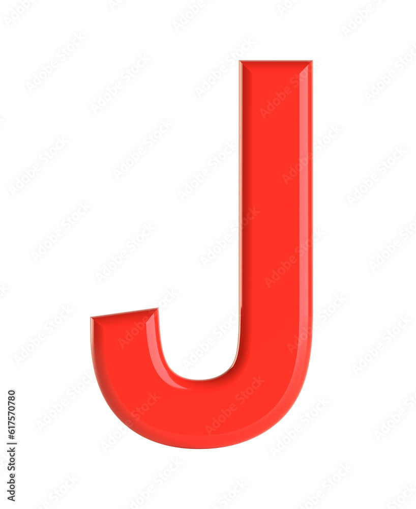 Red letter. Beautiful font for your design. Isolated on white background. 3D illustration Red letter. Beautiful font for your design. Isolated on white background. 3D illustration