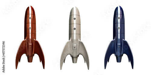 Fototapeta Naklejka Na Ścianę i Meble -  3d illustration of space rockets isolated on white background