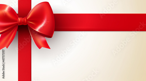 Red gift bow white background genertiva IA