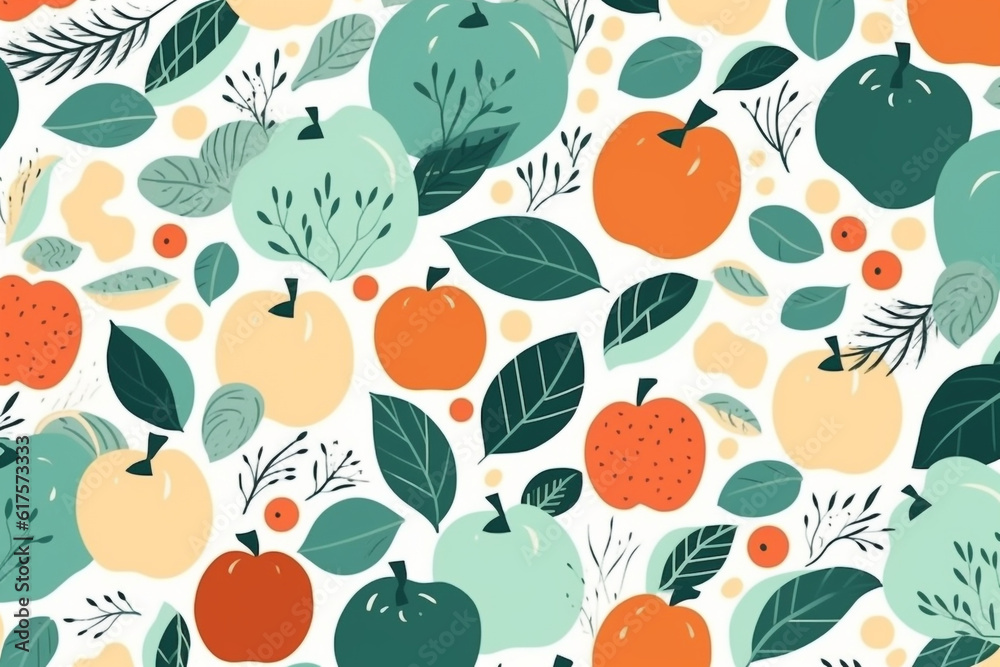 apple and leaves pattern, in the style of anime aesthetic, clean and simple designs. generative ai apple and leaves pattern, in the style of anime aesthetic, clean and simple designs. generative ai