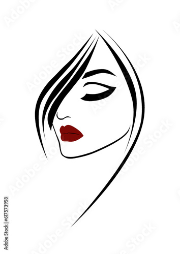 Beauty fashion woman portrait with red lips on white background