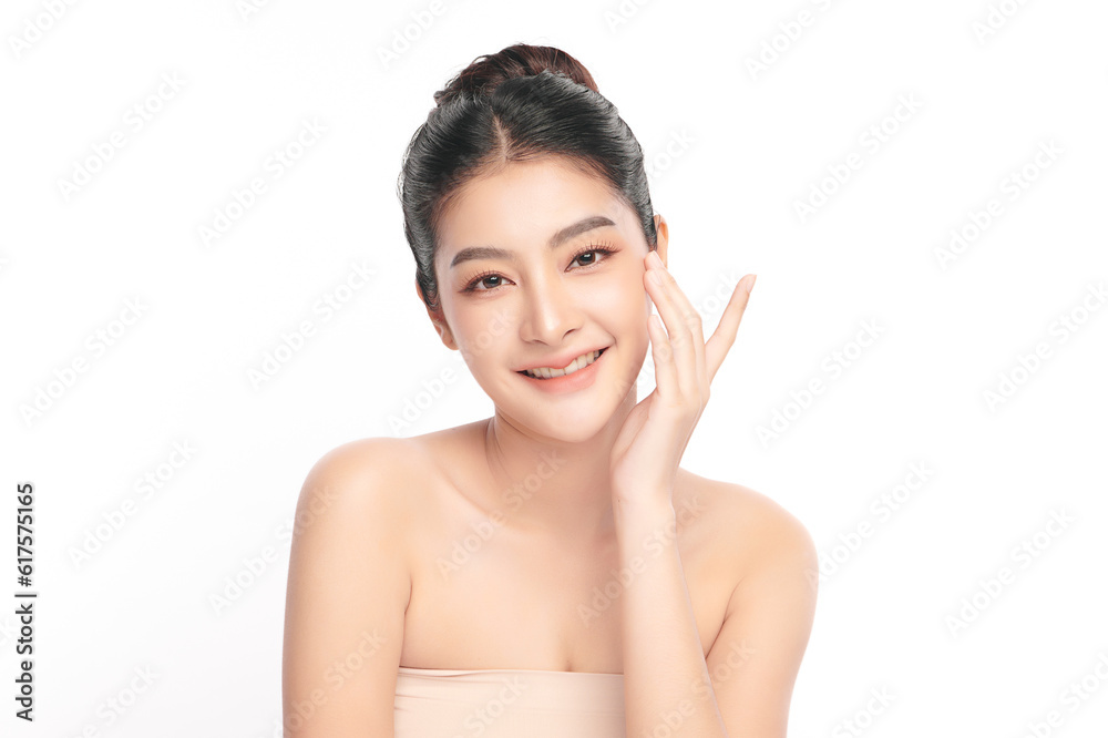 Beautiful young asian woman with clean fresh skin on white background, Face care, Facial treatment, Cosmetology, beauty and spa, Asian women portrait. Beautiful young asian woman with clean fresh skin on white background, Face care, Facial treatment, Cosmetology, beauty and spa, Asian women portrait.