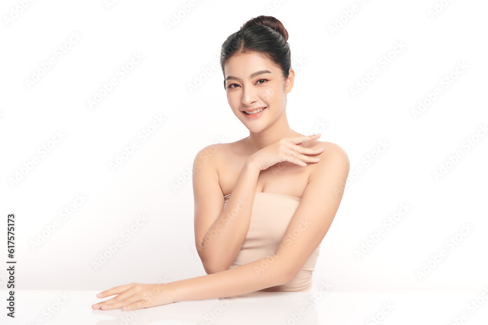 Beautiful young asian woman with clean fresh skin on white background, Face care, Facial treatment, Cosmetology, beauty and spa, Asian women portrait. Beautiful young asian woman with clean fresh skin on white background, Face care, Facial treatment, Cosmetology, beauty and spa, Asian women portrait.