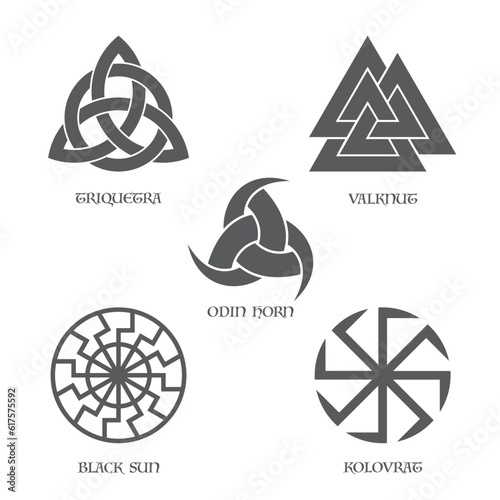 Scandinavian viking symbols set