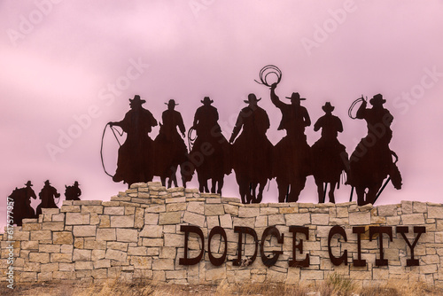 Dodge City welcome sign. Dodge City, Kansas, USA.