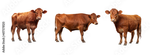  Cow Collection, Stunning Red Heifer Illustrations, Perfect for Logos and Artwork - PNG Clipart. 