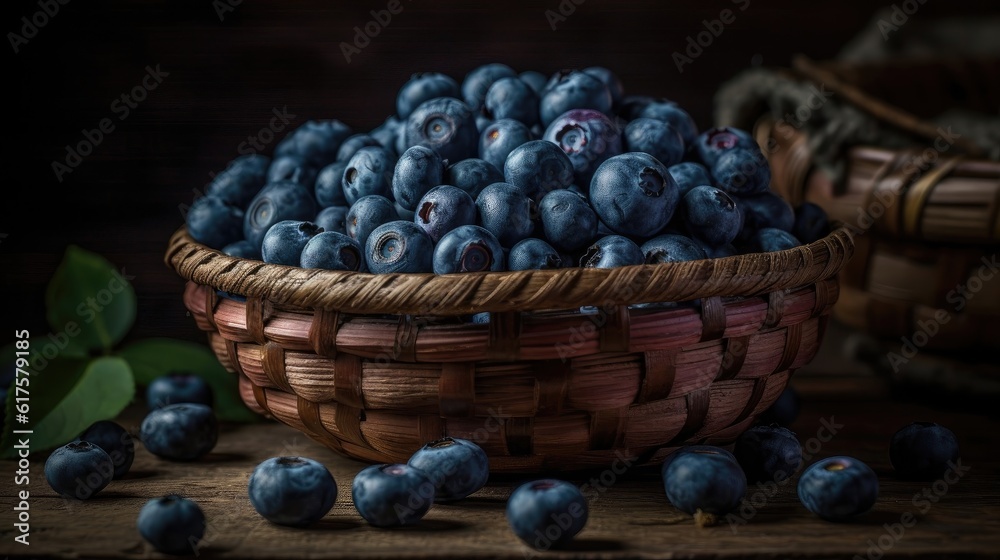 a bunch of fresh blue blueberry in a basket with blur background and good view a bunch of fresh blue blueberry in a basket with blur background and good view