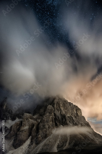 Cimon della Pala in the night with clouds and stars © Designpics