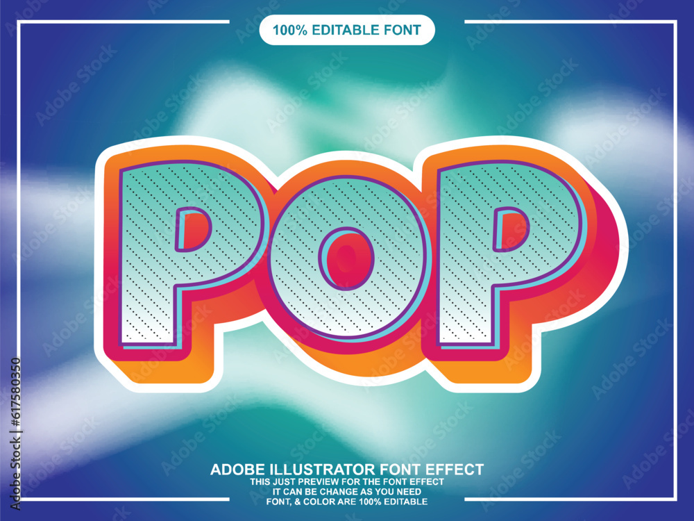 Naklejka premium colorful bold pop text style editable font effect