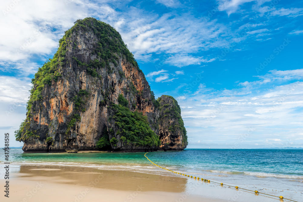 Beautiful scenic rock in the Andaman Sea off the coast of Thailand