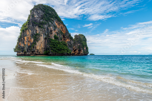 Rock and turquoise sea  scenic landscape