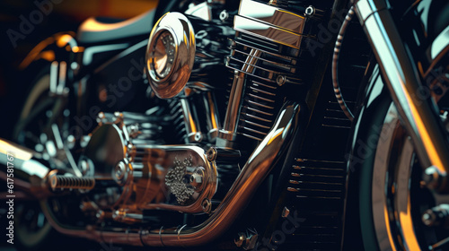 Close up of motorcycle engine photo