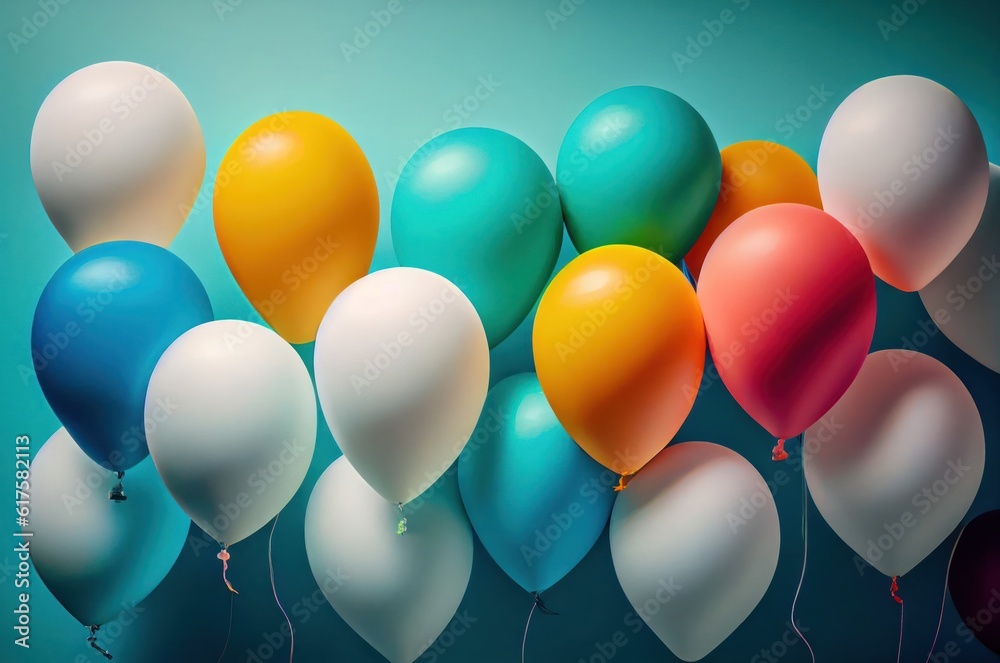 Colorful Balloons Holiday Festival Backdrop Generative AI