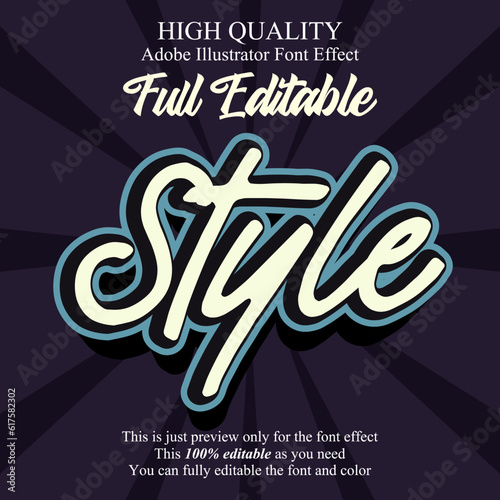 simple retro script text style editable font effect