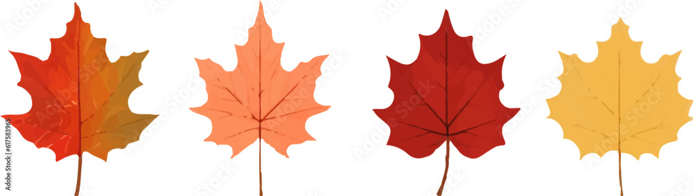 Obraz premium Set of autumn leaves.Colorful leaf icons collection. Watercolor autumn leaves.Maple leaf.