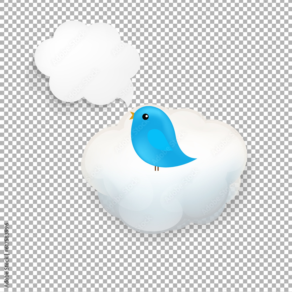 Cloud Icon With Bird With Gradient Mesh, Vector Illustration Cloud Icon With Bird With Gradient Mesh, Vector Illustration