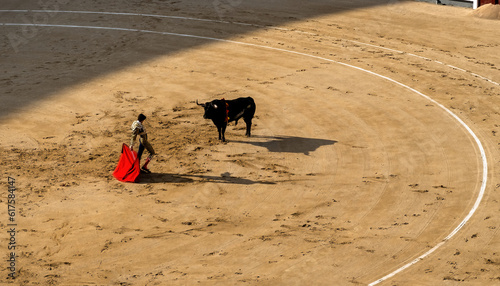 фотографія bullfight during sunset in famous Plaza de Toros Las Ventas, Madrid Spain