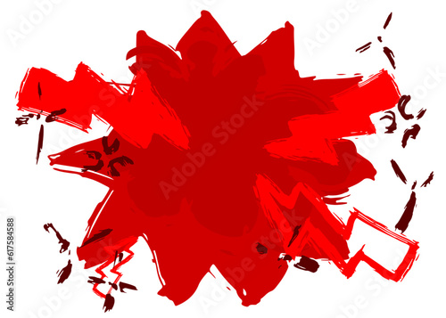 Red Speech Bubble Graffiti isolated on white Background. Urban painting style backdrop. Abstract discussion, message symbol in modern dirty street art decoration.