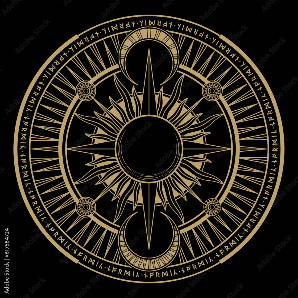 Fototapeta premium mysterious golden magical circle vector design