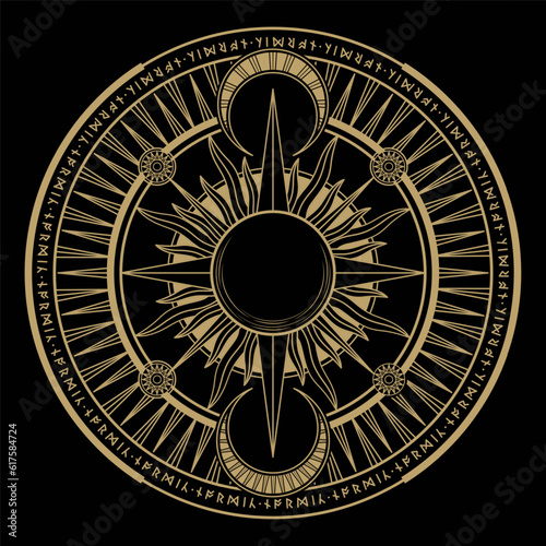 mysterious golden magical circle vector design
