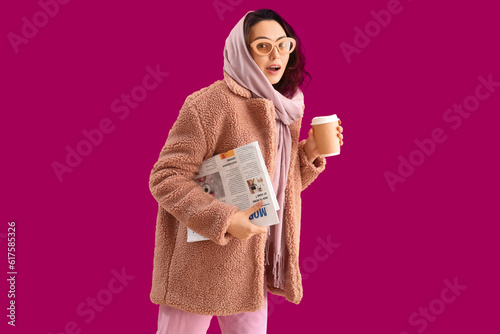 Stylish young woman in tedd...