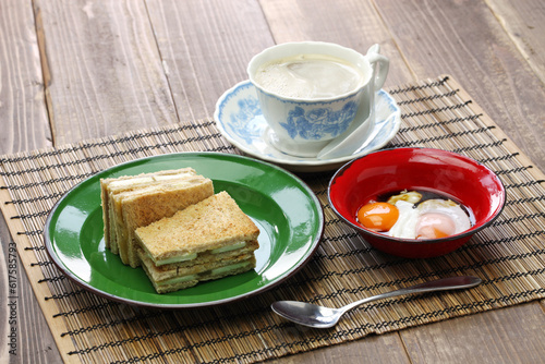 kaya jam toast sandwich, singaporean malaysian breakfast