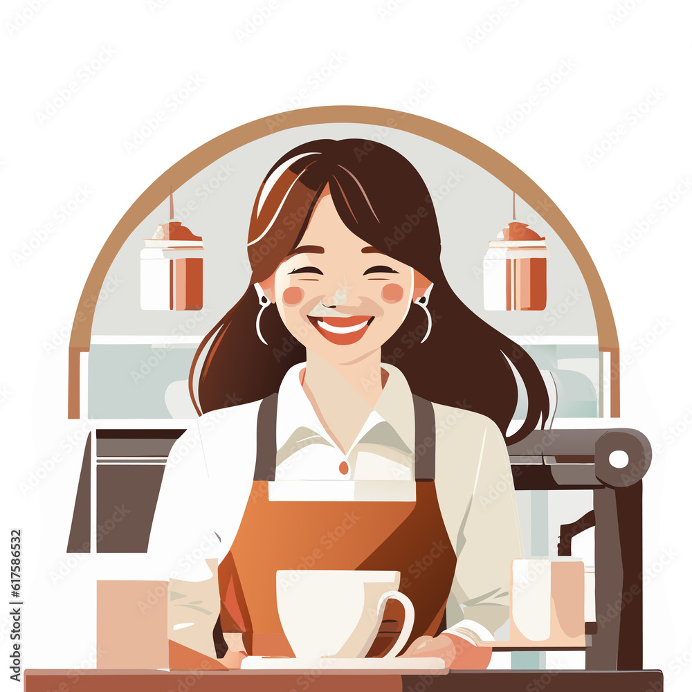 Beautiful Asian Barista, A Delightful Blend of Artistry and Hospitality, AI generated Beautiful Asian Barista, A Delightful Blend of Artistry and Hospitality, AI generated