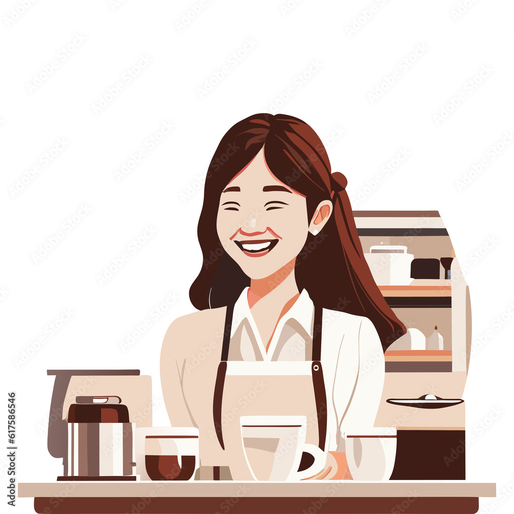 Beautiful Asian Barista, A Delightful Blend of Artistry and Hospitality, AI generated Beautiful Asian Barista, A Delightful Blend of Artistry and Hospitality, AI generated
