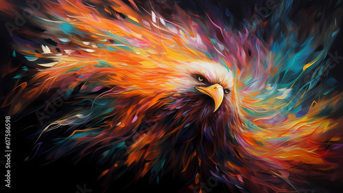 AI Generated photos of phoenix,neon oil painting,thick brushstrokes
