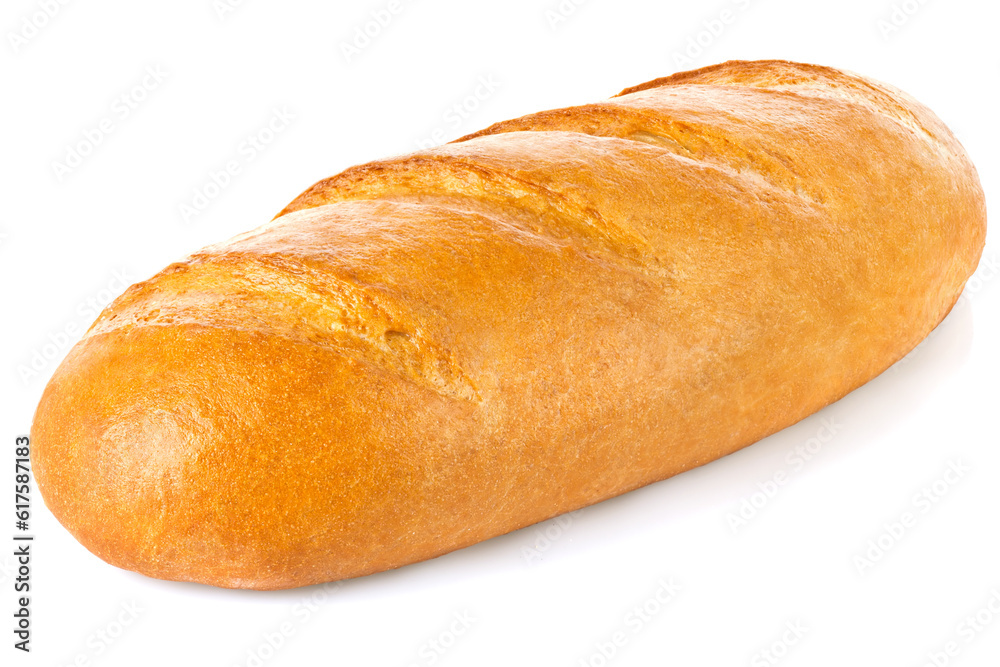 Classic fresh loaf, isolated on white background.