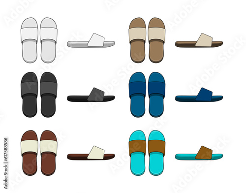 Slippers ( sandals ) vector template illustration set