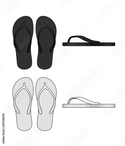 Beach sandals ( Flip Flops ) template vector illustration set photo