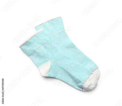 Pair of cotton socks isolated on white background