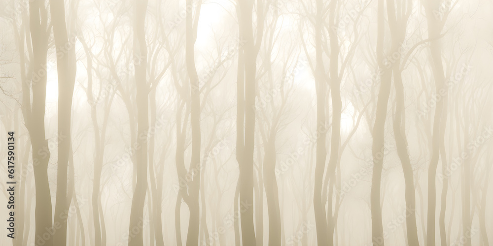 Forest in the fog, sepia tones, ai generated - obrazy, fototapety, plakaty 