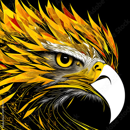 A stylized image of an eagle, multicolor, ai generated