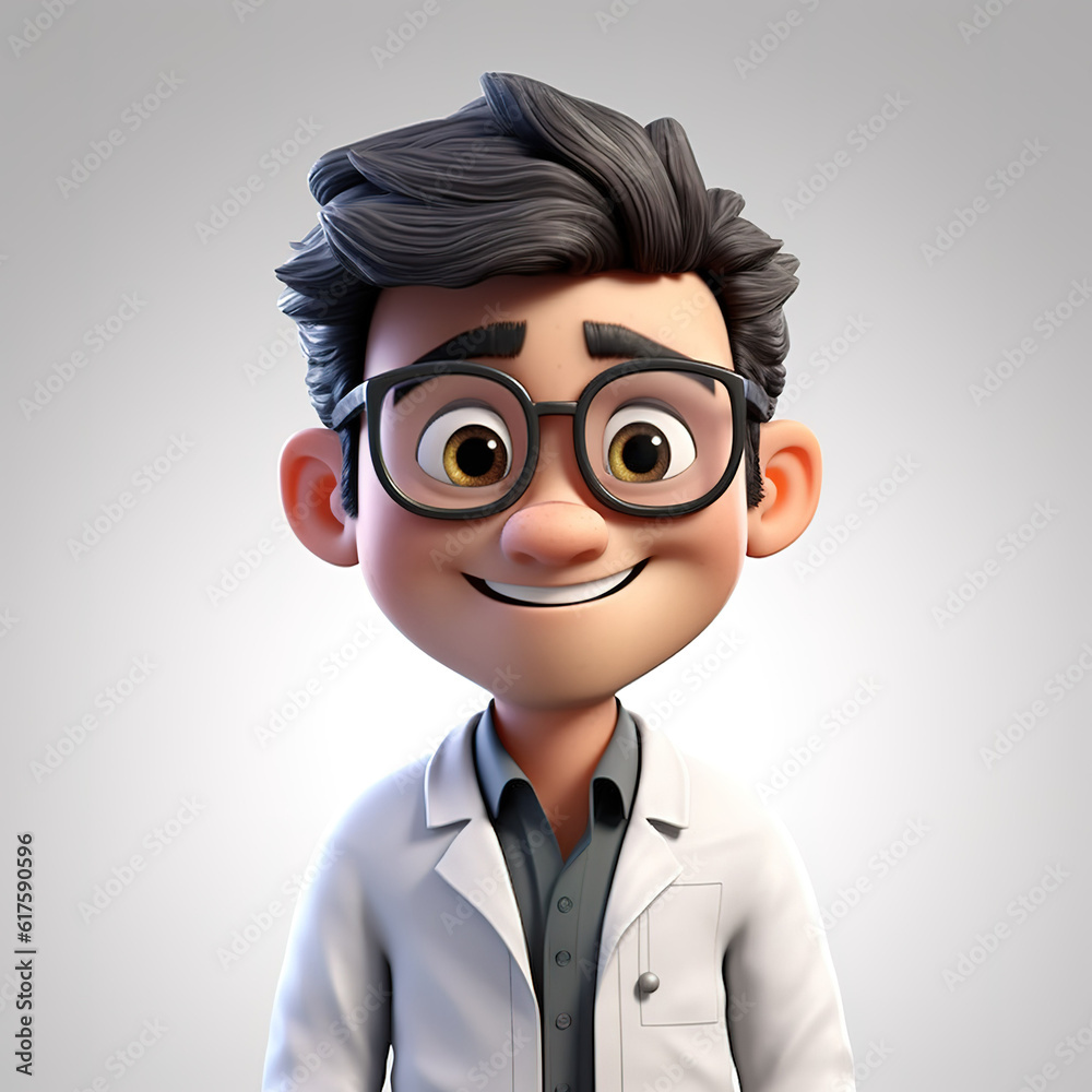 3d cartoon character doctor wears glasses, Hanging a stethoscope, created with Generative AI technology. created with generative AI technology. 3d cartoon character doctor wears glasses, Hanging a stethoscope, created with Generative AI technology. created with generative AI technology.