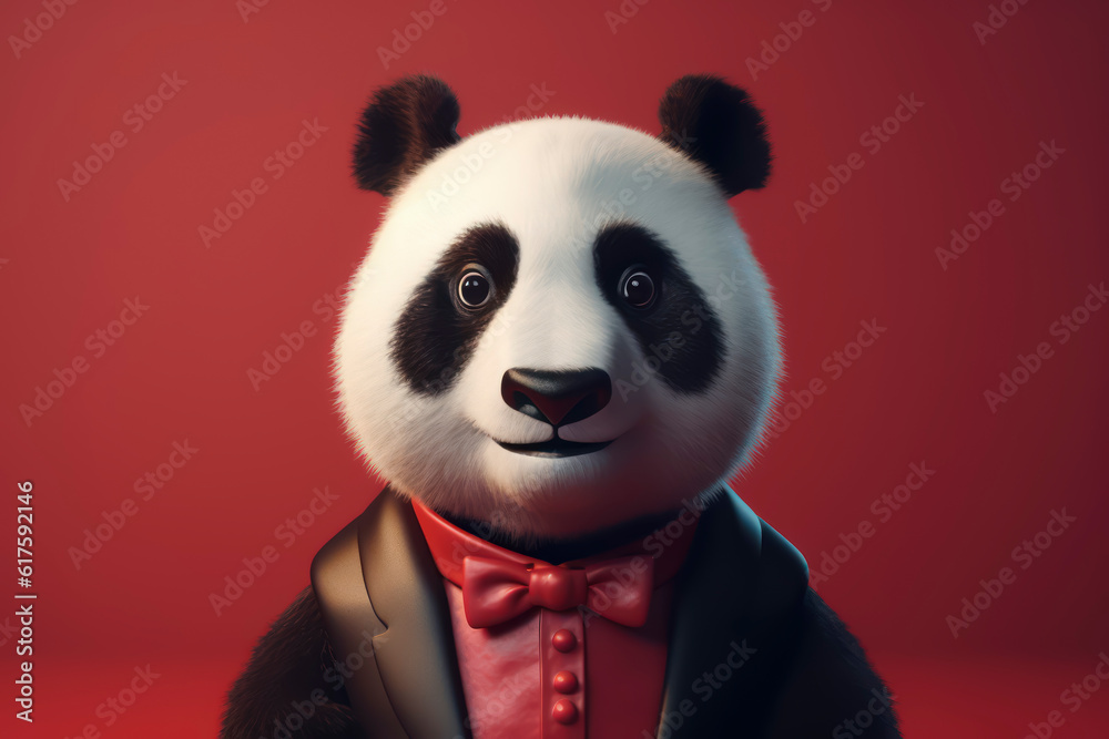 A portrait of a Panda wearing a business suit. AI Generated A portrait of a Panda wearing a business suit. AI Generated