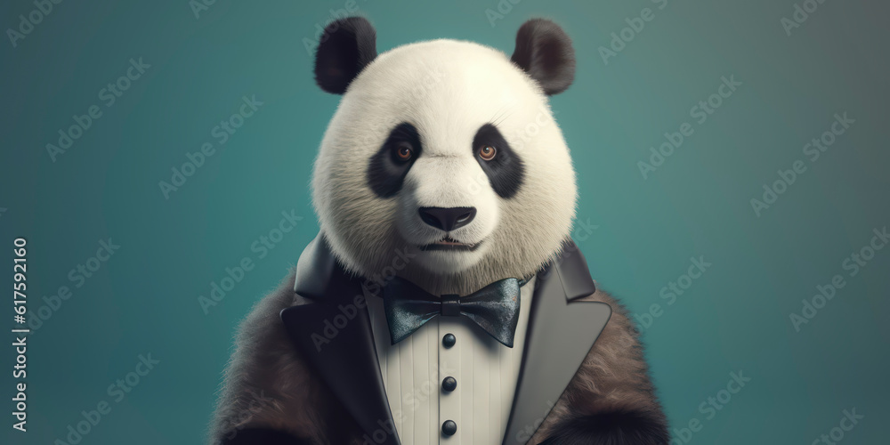 A portrait of a Panda wearing a business suit. AI Generated A portrait of a Panda wearing a business suit. AI Generated