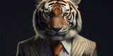 A portrait of a Tiger wearing a business suit. AI Generated