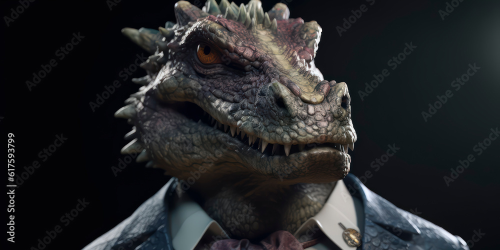 A portrait of a Dragon wearing a business suit. AI Generated A portrait of a Dragon wearing a business suit. AI Generated