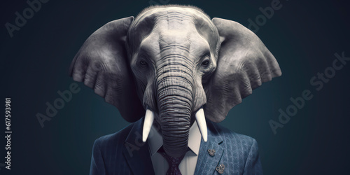 A portrait of a Elephant wearing a business suit. AI Generated