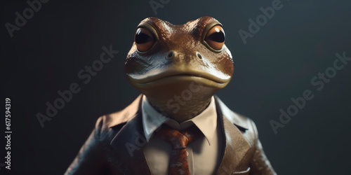A portrait of a Frog wearing a business suit. AI Generated © Fernando