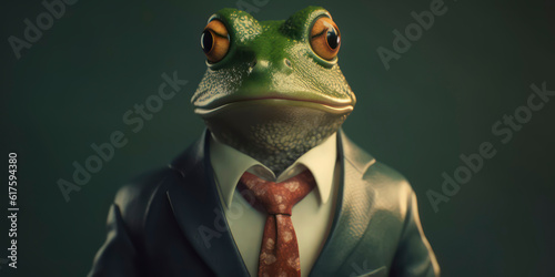 A portrait of a Frog wearing a business suit. AI Generated © Fernando