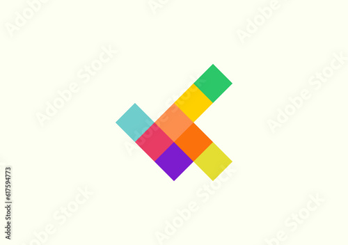 Experience confidence and style with our geometric, colored checkmark logo symbol based on the letter K