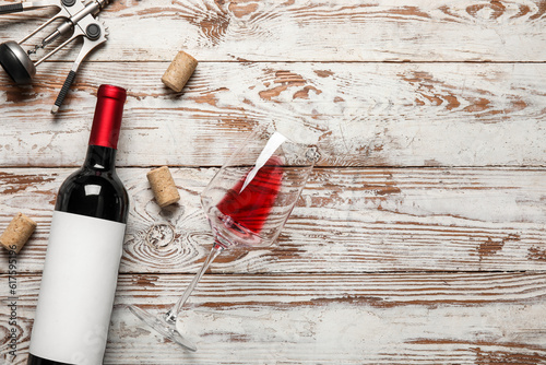 Bottle and glass of red win...