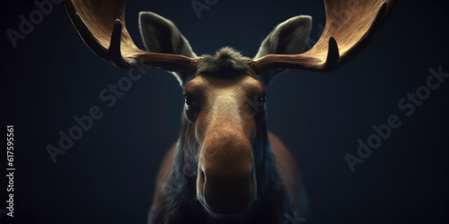 A portrait of a Moose wearing a business suit. AI Generated