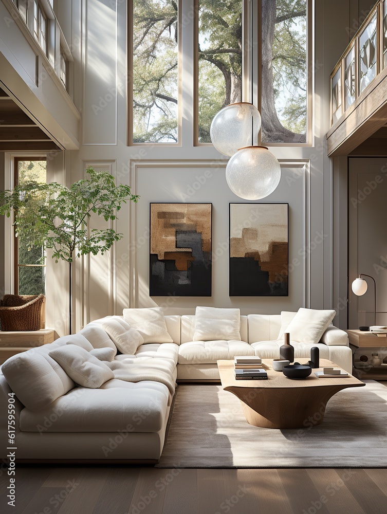 Φωτογραφία This contemporary living room features minimalistic decor, stylish wooden furnit