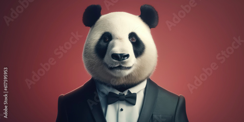 A portrait of a Panda wearing a business suit. AI Generated